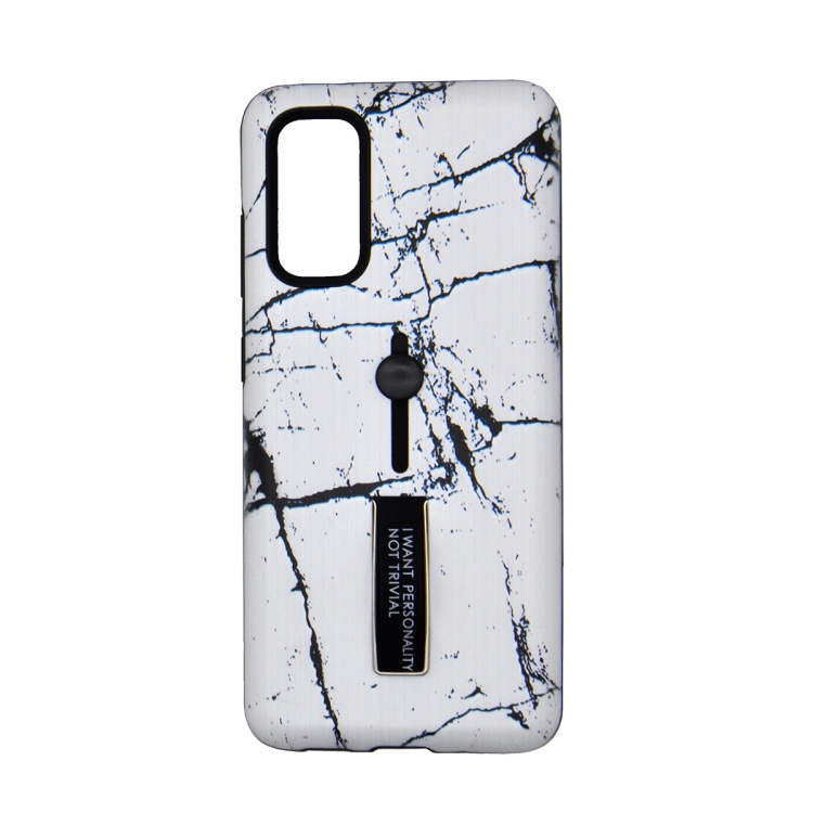 

For Galaxy S20 Embossment Painted Pattern Protective Case with Holder(White Marble)