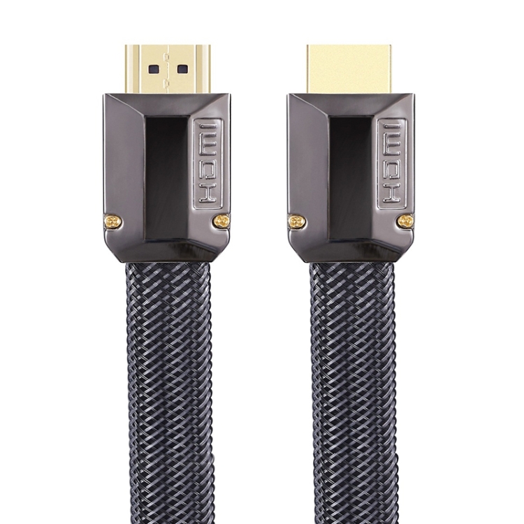 

For HDMI 3m 2.0 Version HD Cable 19 + 1 Standard Oxygen-Free Copper Metal Sshell 4K TV Flat Cable(Gun Black + Nylon Mesh)