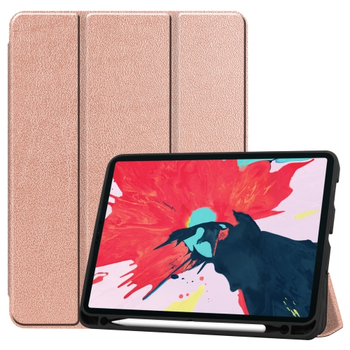 

For iPad Pro 11 inch 2020 Custer Pattern TPU Smart Tablet Holster with Sleep Function & Tri-Fold Bracket & Pen Slot(Rose Gold)