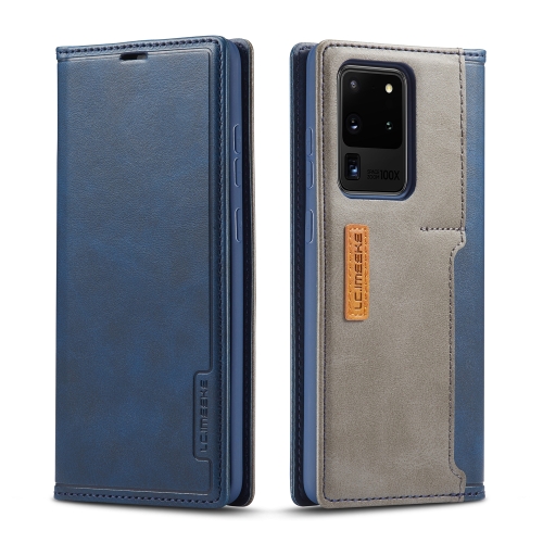 

For Galaxy S20 Ultra LC.IMEEKE LC-001 Series PU + TPU Color Matching Frosted Horizontal Flip Leather Case with Holder & Card Slot(Blue)