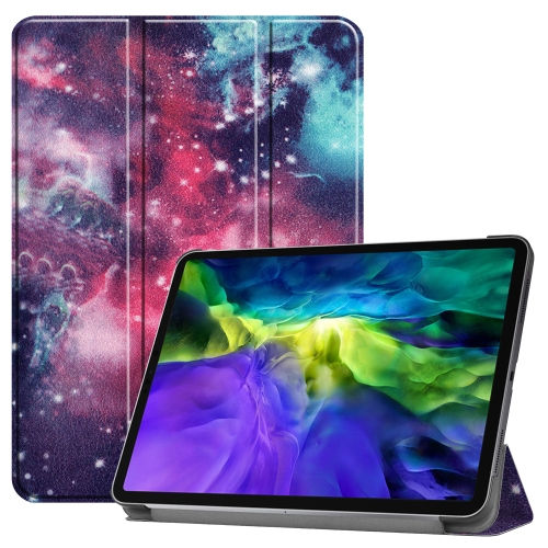 

For iPad Pro 11 inch 2020 Custer Painted PU Leather Case with Sleep / Wake-up Function & 3-Fold Holder(Galaxy Nebula)