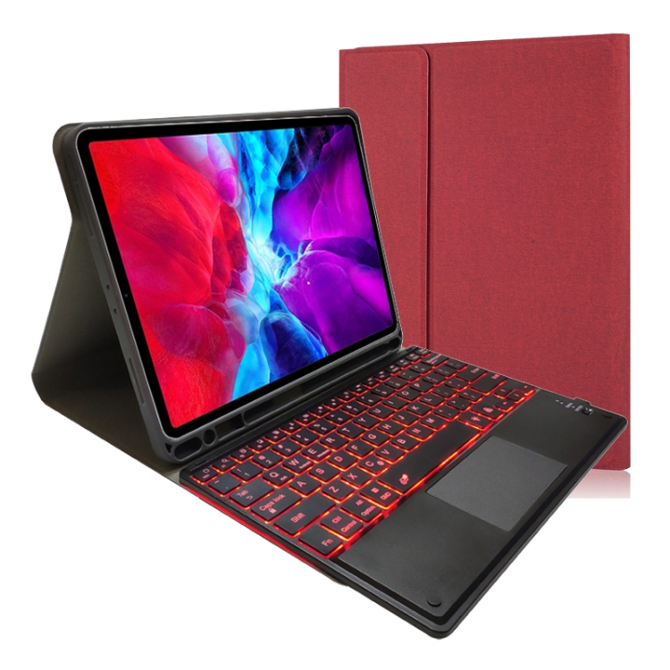 

RK11T Backlight Detachable Touch Bluetooth Keyboard TPU Horizontal Flip Leather Case for iPad Pro 11 2020 / 2018 with Holder & Pen Slot(Red)