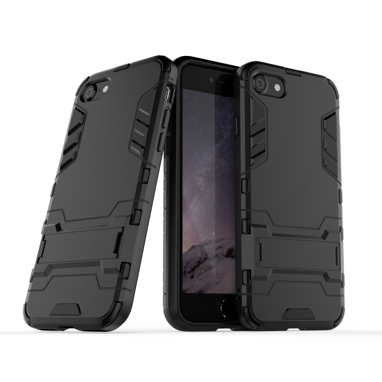 

For iPhone SE 2020 PC + TPU Shockproof Protective Case with Holder(Black)