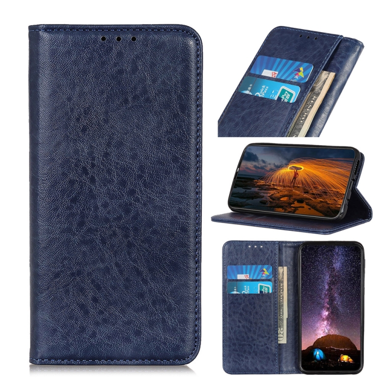 

For Galaxy A11 Magnetic Crazy Horse Texture Horizontal Flip Leather Case with Holder & Card Slots & Wallet(Blue)