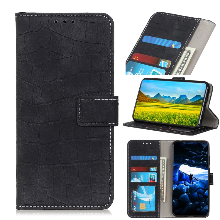 

For LG K61 Crocodile Texture Horizontal Flip Leather Case with Holder & Card Slots & Wallet(Black)