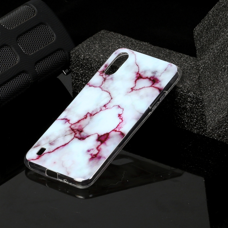 

For Galaxy A01 Marble Pattern Soft TPU Protective Case(Red)