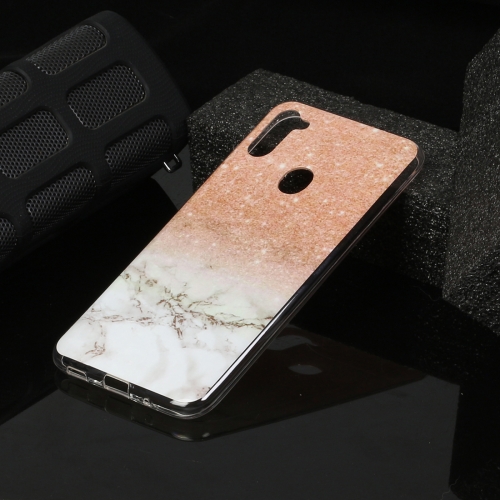 

For Galaxy A11 Marble Pattern Soft TPU Protective Case(Rose Gold White)