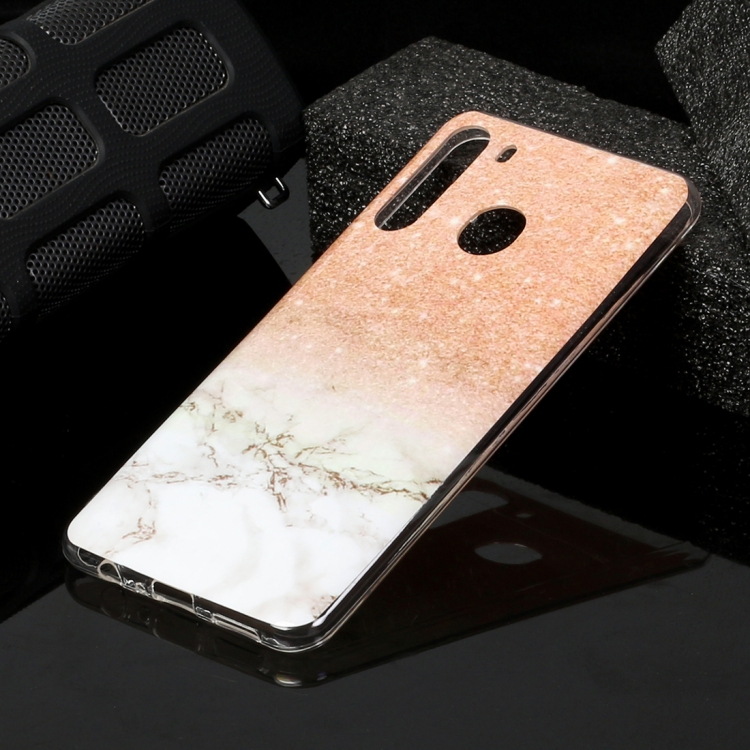 

For Galaxy A21 Marble Pattern Soft TPU Protective Case(Rose Gold White)
