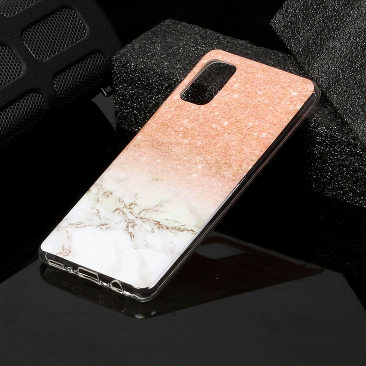 

For Galaxy A41 Marble Pattern Soft TPU Protective Case(Rose Gold White)