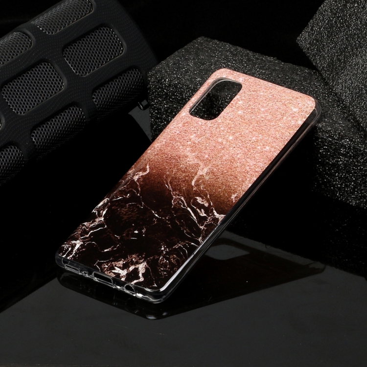 

For Galaxy A70e Marble Pattern Soft TPU Protective Case(Rose Gold Black)