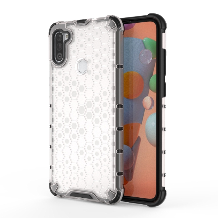 

For Galaxy A11 Shockproof Honeycomb PC + TPU Protective Case(White)