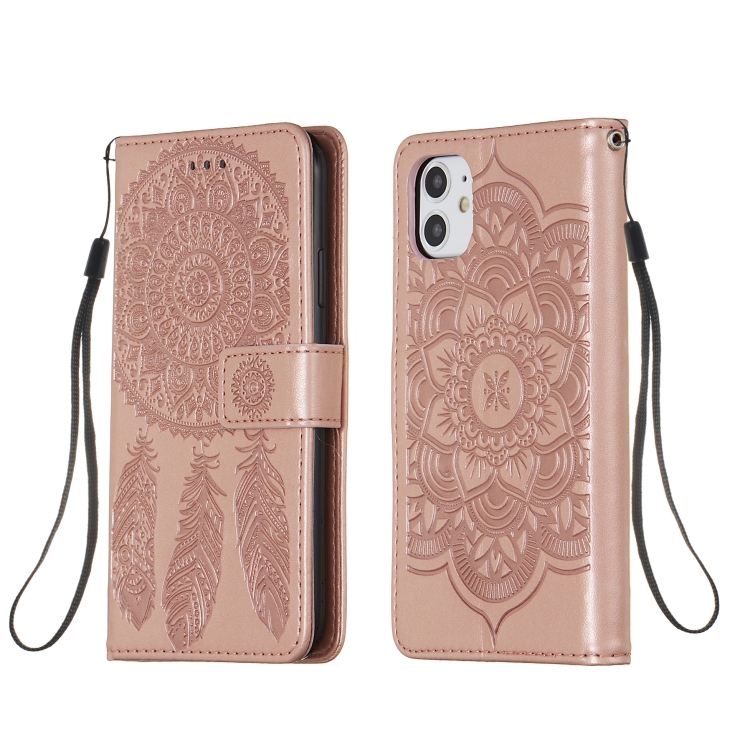 

For iPhone 11 Dream Catcher Printing Horizontal Flip Leather Case with Holder & Card Slots & Wallet & Lanyard(Rose Gold)