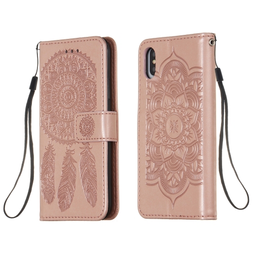 

For iPhone X / XS Dream Catcher Printing Horizontal Flip Leather Case with Holder & Card Slots & Wallet & Lanyard(Rose Gold)