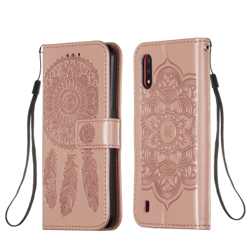 

For Galaxy A01 Dream Catcher Printing Horizontal Flip Leather Case with Holder & Card Slots & Wallet & Lanyard(Rose Gold)