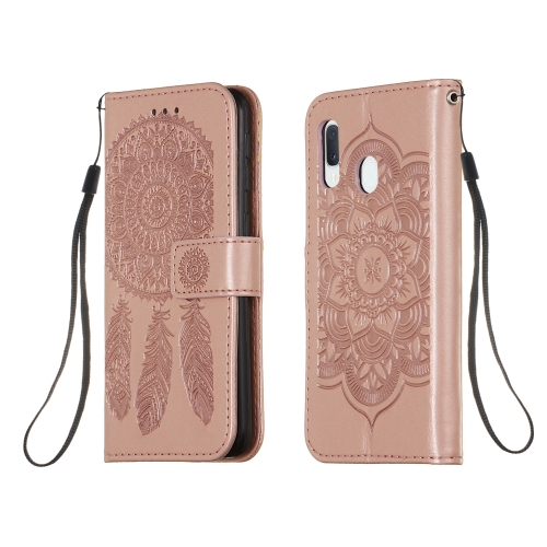 

For Galaxy A20e Dream Catcher Printing Horizontal Flip Leather Case with Holder & Card Slots & Wallet & Lanyard(Rose Gold)