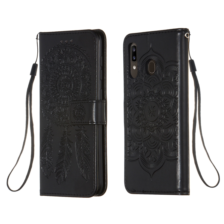 

For Galaxy A20 / A30 Dream Catcher Printing Horizontal Flip Leather Case with Holder & Card Slots & Wallet & Lanyard(Black)