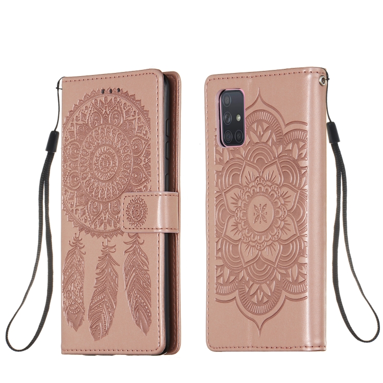 

For Galaxy A71 Dream Catcher Printing Horizontal Flip Leather Case with Holder & Card Slots & Wallet & Lanyard(Rose Gold)