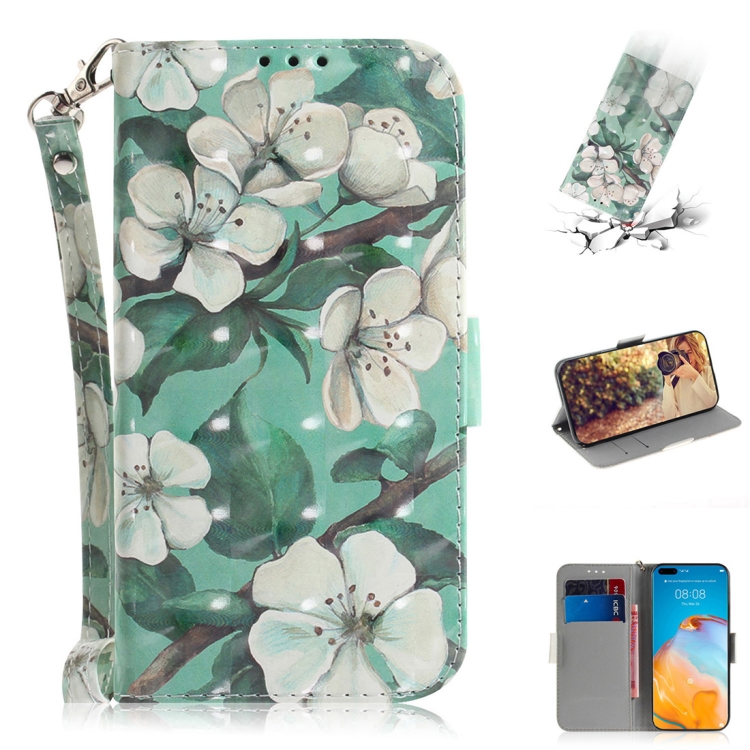 

For Huawei P40 Pro 3D Painting Horizontal Flip Leather Case with Holder & Card Slot & Wallet & Lanyard(Watercolor flowers)