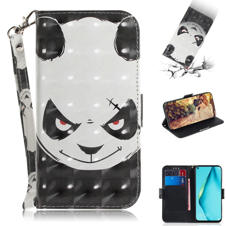 

For Huawei P40 lite 3D Painting Horizontal Flip Leather Case with Holder & Card Slot & Wallet & Lanyard(Angry bear)