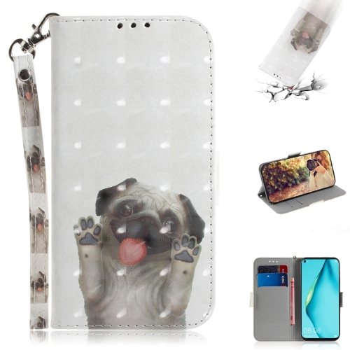 

For Huawei P40 lite 3D Painting Horizontal Flip Leather Case with Holder & Card Slot & Wallet & Lanyard(Pug)