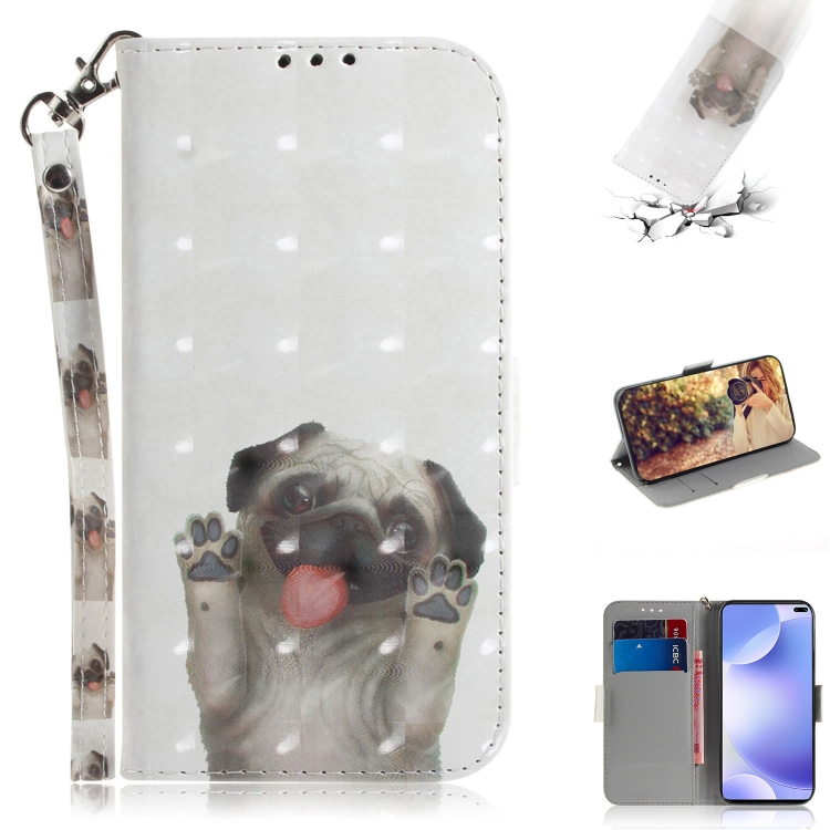 

For Xiaomi Redmi K30 3D Painting Horizontal Flip Leather Case with Holder & Card Slot & Wallet & Lanyard(Pug)