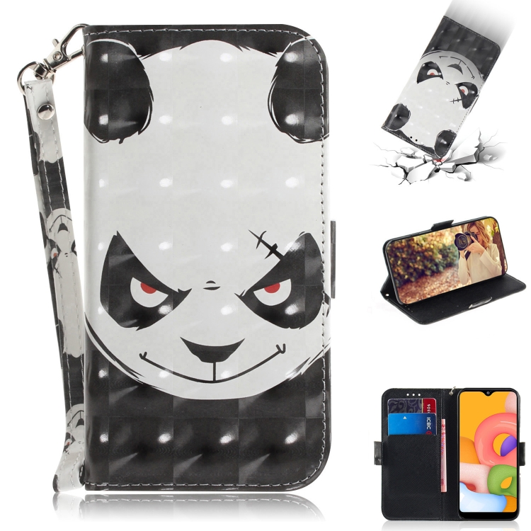 

For Galaxy A01 3D Painting Horizontal Flip Leather Case with Holder & Card Slot & Wallet & Lanyard(Angry bear)