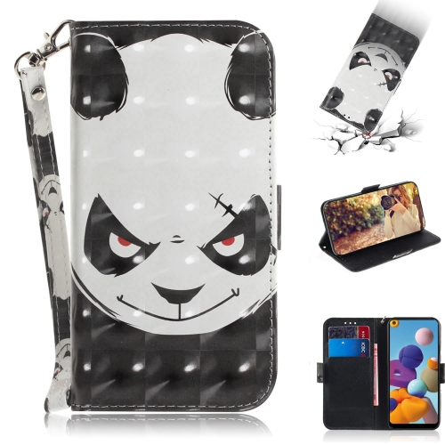 

For Galaxy A21 3D Painting Horizontal Flip Leather Case with Holder & Card Slot & Wallet & Lanyard(Angry bear)