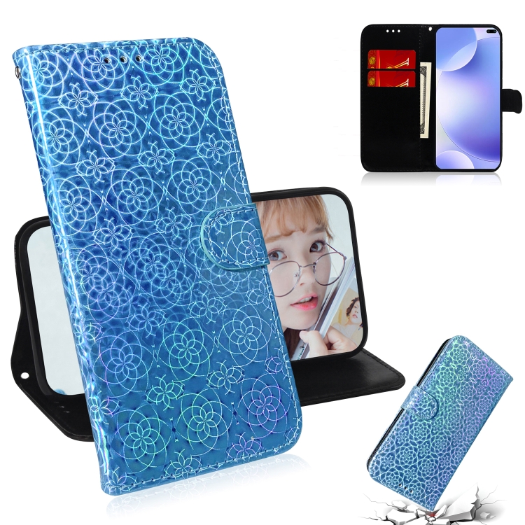 

For Xiaomi Redmi K30 Solid Color Colorful Magnetic Buckle Horizontal Flip PU Leather Case with Holder & Card Slots & Wallet & Lanyard(Blue)