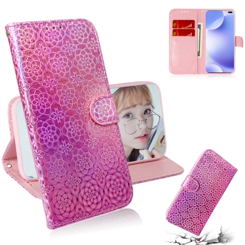 

For Xiaomi Redmi K30 Solid Color Colorful Magnetic Buckle Horizontal Flip PU Leather Case with Holder & Card Slots & Wallet & Lanyard(Pink)