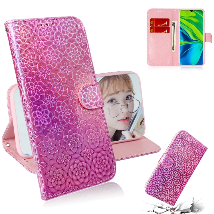 

For Xiaomi Mi Note 10 Solid Color Colorful Magnetic Buckle Horizontal Flip PU Leather Case with Holder & Card Slots & Wallet & Lanyard(Pink)
