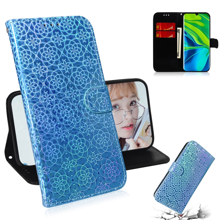 

For Xiaomi Mi Note10 Pro Solid Color Colorful Magnetic Buckle Horizontal Flip PU Leather Case with Holder & Card Slots & Wallet & Lanyard(Blue)