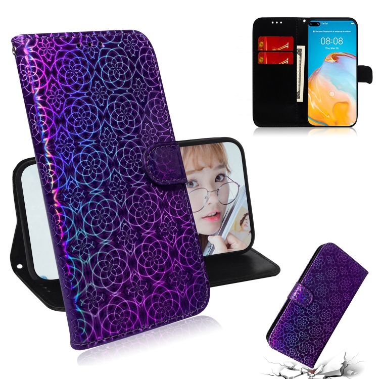

For Huawei P40 Solid Color Colorful Magnetic Buckle Horizontal Flip PU Leather Case with Holder & Card Slots & Wallet & Lanyard(Purple)