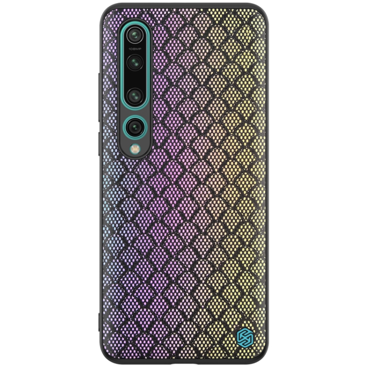 

For Xiaomi Mi 10 NILLKIN Glorious Series TPU + PC 3D Geometric Texture Reflective Mobile Phone Protective Case(Rainbow Light)