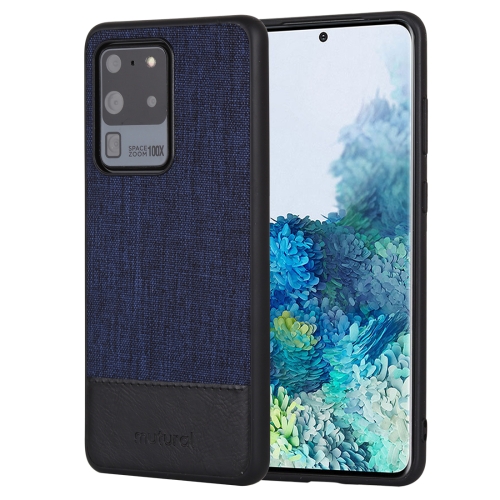 

For Galaxy S20 Ultra Mutural TPU + PU + PC Cloth Texture Protective Case(Blue + Black)