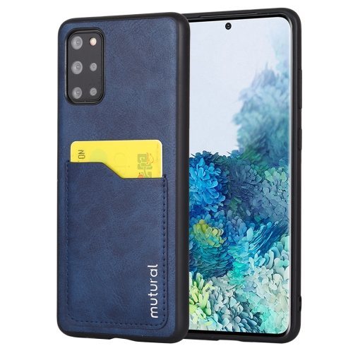 

For Galaxy S20 Plus Mutural TPU + PU+ PC Protective Case with Card Slot(Blue)