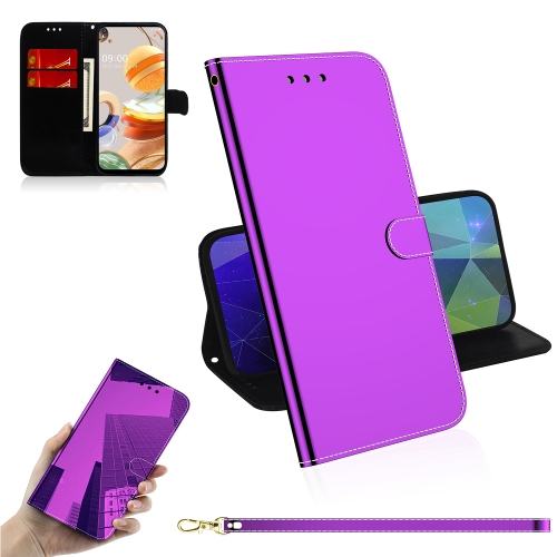 

For LG K61 Lmitated Mirror Surface Horizontal Flip Leather Case with Holder & Card Slots & Wallet & Lanyard(Purple)