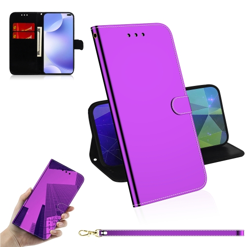 

For Xiaomi Redmi K30 Lmitated Mirror Surface Horizontal Flip Leather Case with Holder & Card Slots & Wallet & Lanyard(Purple)