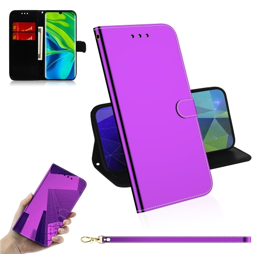 

For Xiaomi Mi Note 10 Lmitated Mirror Surface Horizontal Flip Leather Case with Holder & Card Slots & Wallet & Lanyard(Purple)