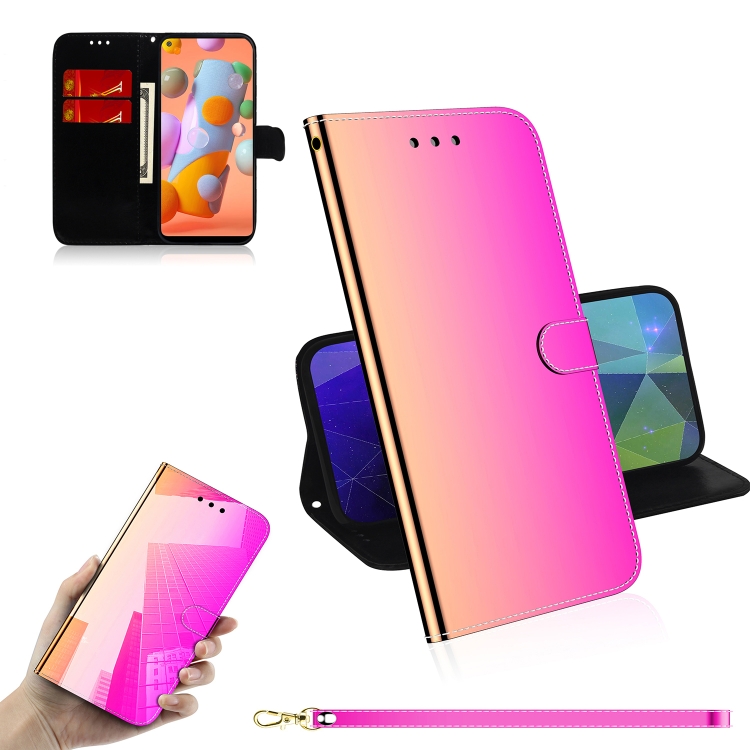 

For Galaxy A11 Lmitated Mirror Surface Horizontal Flip Leather Case with Holder & Card Slots & Wallet & Lanyard(Gradient Color)