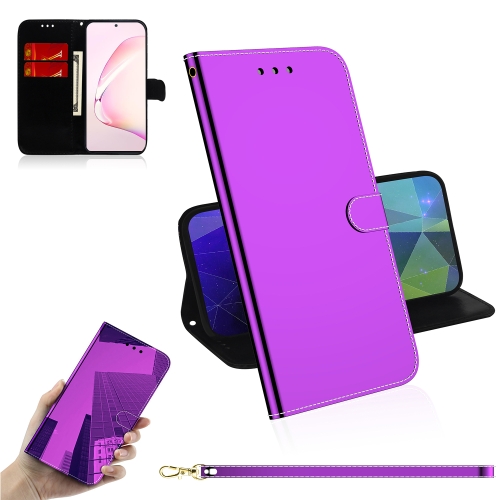 

For Galaxy Note 10 Lite / A81 Lmitated Mirror Surface Horizontal Flip Leather Case with Holder & Card Slots & Wallet & Lanyard(Purple)