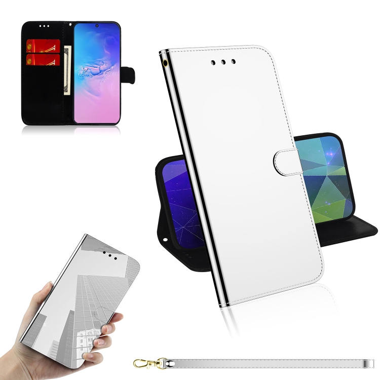 

For Galaxy S10 Lite / A91 Lmitated Mirror Surface Horizontal Flip Leather Case with Holder & Card Slots & Wallet & Lanyard(Silver)