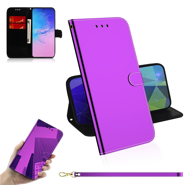 

For Galaxy S10 Lite / A91 Lmitated Mirror Surface Horizontal Flip Leather Case with Holder & Card Slots & Wallet & Lanyard(Purple)