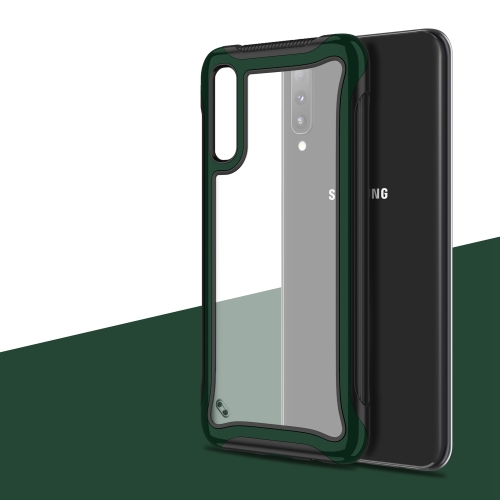 

For Galaxy A50 Blade Series Transparent AcrylicProtective Case(Dark Green)