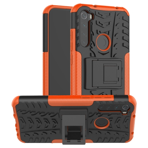 

For Xiaomi Redmi Note 8T Tire Texture Shockproof TPU+PC Protective Case with Holder(Orange)