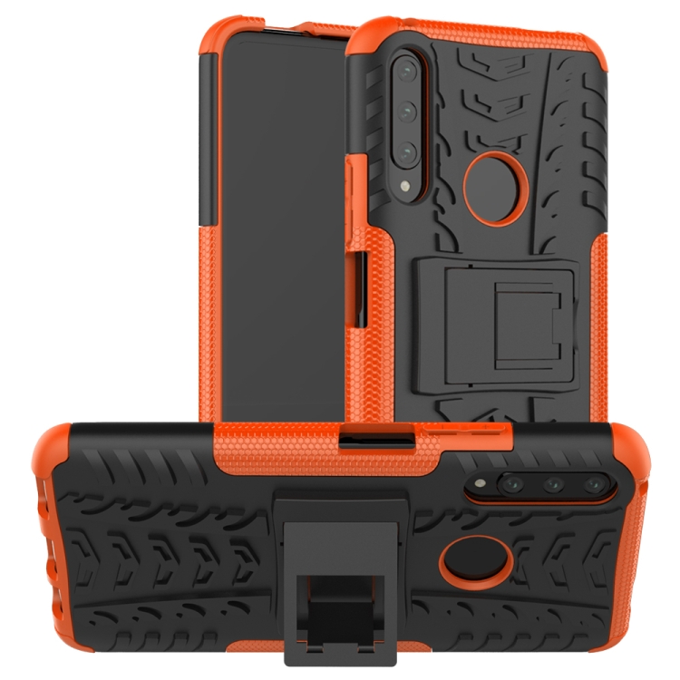 

For Huawei Honor 9X Pro Tire Texture Shockproof TPU+PC Protective Case with Holder(Orange)