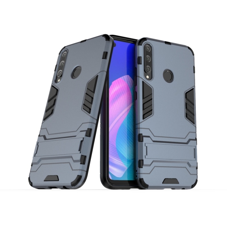 

For Huawei Y7p / P40 Lite E Shockproof PC + TPU with Holder(Navy Blue)