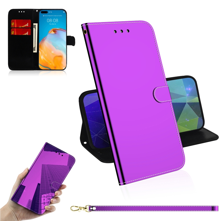 

For Huawei P40 Pro Lmitated Mirror Surface Horizontal Flip Leather Case with Holder & Card Slots & Wallet & Lanyard(Purple)