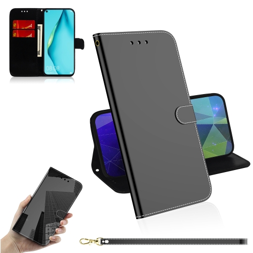 

For Huawei P40 lite Imitated Mirror Surface Horizontal Flip Leather Case with Holder & Card Slots & Wallet & Lanyard(Black)