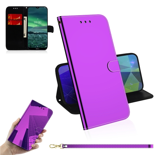 

For Nokia 2.3 Lmitated Mirror Surface Horizontal Flip Leather Case with Holder & Card Slots & Wallet & Lanyard(Purple)