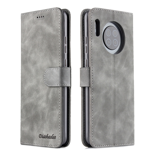 

For Huawei Mate 30 Pro Diaobaolee Pure Fresh Grain Horizontal Flip Leather Case with Holder & Card Slots(Grey)